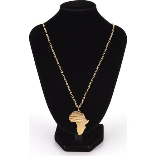2 Style Jewelry Trendy Gold Color Pendant & Chain Hiphop Africa Necklace African Map Gift for Men/Women Ethiopian