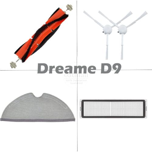 Accessories Parts For Xiaomi Dreame D9 Robot Vacuum Cleaner Main Roller Brush Side Brush HEPA Filter Mopping Cloth Replacement