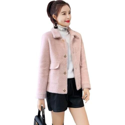 Spring autumn imitation mink jacket womens short thicken popular wild gold mink coat ladies plus size knitted cardigan tide