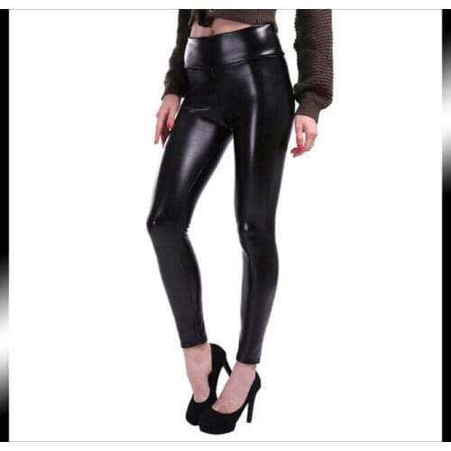 Bola Women Plus Size Winter Leather Pants High Waist Thin Trousers Thick Elastic Pantalon Female S-2Xl