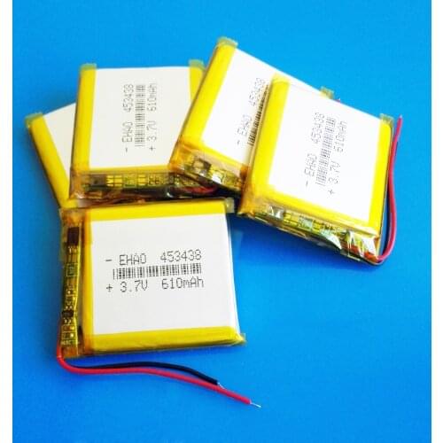 5 pcs 453438 3.7V 610mAh lipo rechargeable battery polymer lithium Li-ion for smart watch DVD bluetooth recorder e-book camera