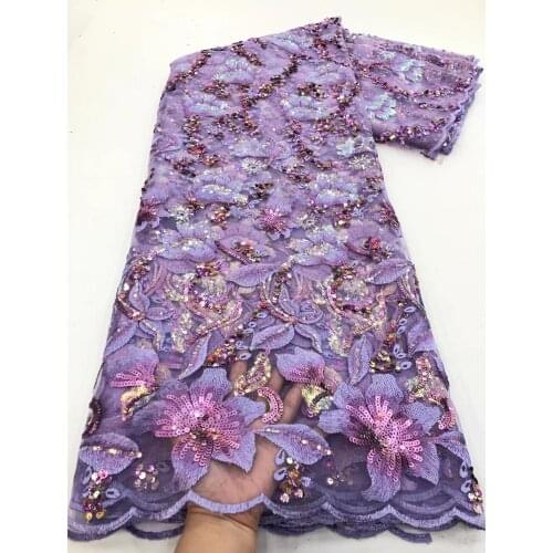 5 Yards African Mesh Lace Fabric Sequins 2021 High Quality French Tulle Lace Nigerian Fabric Wedding Dress RF4756