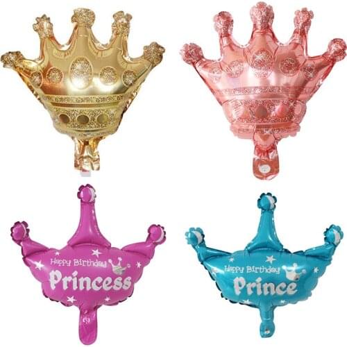 50pcs 28*29CM Mini Gold Crown Balloon Baby Shower Birthday Air Foil Crown Balaos Kids Gifts Supplies Wedding Decoration Air Ball