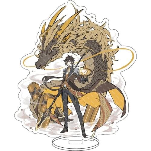 Anime Figure Genshin Impact Diluc Venti Klee Keqing Acrylic Stand Model Plate Desk Decor Standing Sign Keychain Fans Gifts