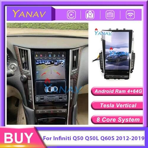 2 Din Android GPS Navigation Car Radio For Infiniti Q50 Q50L Q60S 2012-2019 Multimedia Player Stereo Receiver Tesla Style