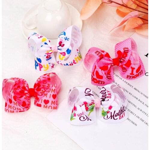 Mothers Day Girls Kids Hair Clips Headwear Hair Bows With Clips Boutique Hair Accessories Handmade Hairbow Hairgrips