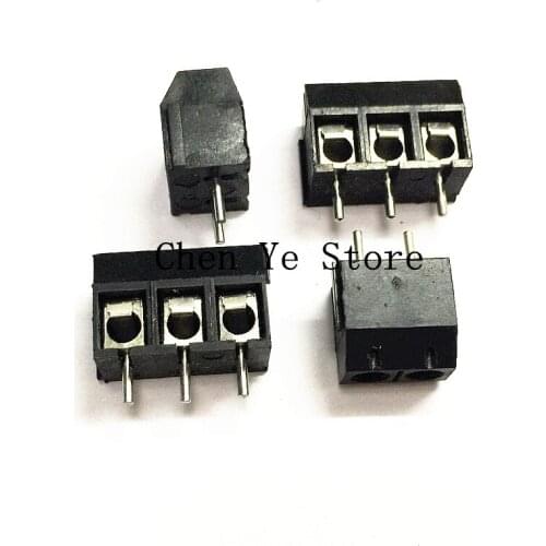 Free Shipping 200PCS Black KF301-5.0-2P KF301-5.0-3P KF301-2P KF301 3Pin Screw 5.0mm Straight PCB terminais Block Connector ROHS