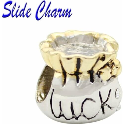 Free Shipping European Silver Plated Money Bag Bead Charms Fit Pandora Pulseiras Bracelets & Bangles Jewelry