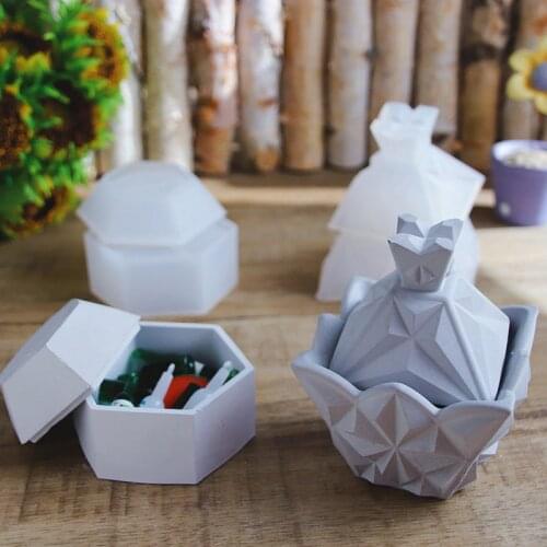 Concrete Molds for Jewelry boxes DIY Container Box Molds Silicone hexagon Box Molds