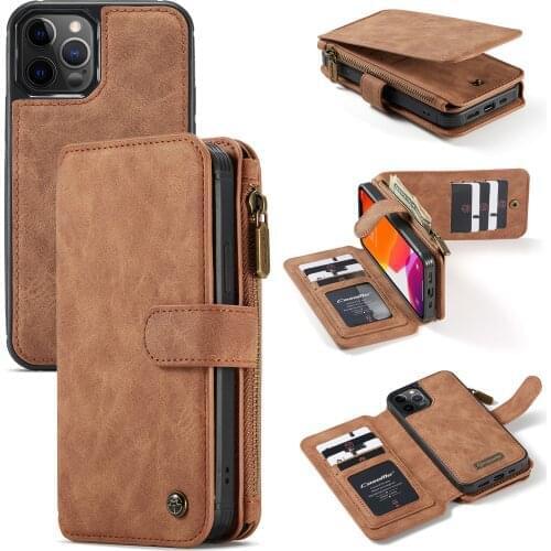 CaseMe For iPhone 12 mini Pro Max Zipper Wallet Leather Original Flip Wallet Case Zipper Flip Leather Cover For iPhone 12 mini