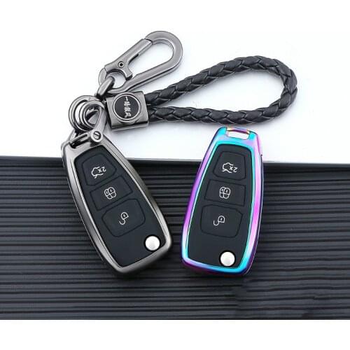 Galvanized Alloy Car Key Case for Ford Ranger C-Max S-Max Focus Galaxy Mondeo Transit Tourneo Custom Car Key Chain