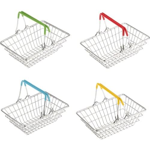 Kids Pretend Play Shopping Basket Children Miniature Table Storage Toys