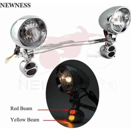 Motorcycle Auxiliary Spot Fog Light w/ LED Turn Signals For Harley Softail Dyna Honda Shadow VT 750 1100 VTX 1300 1800 Boulevard