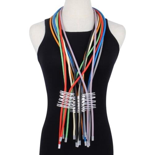 JID New Original Design Colorful Long Necklace Neck Metal Pendant Women Minimalism Jewelry Handmade Rope Necklace Casual Wear