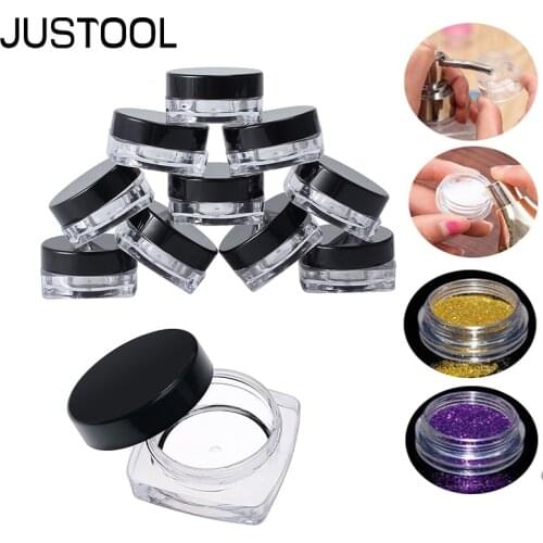 JUSTOOL 100Pcs Cosmetic Jar Small Empty Cosmetic Refillable Bottles Plastic Eyeshadow Makeup Face Cream Jar Pot Container Set