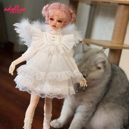 Adollya BJD Doll Clothes Set White Angel Dress Kawaii Girl Dolls Accessories Clothes For 1/3 1/4 1/6 BJD Sd Doll Toys For Girls