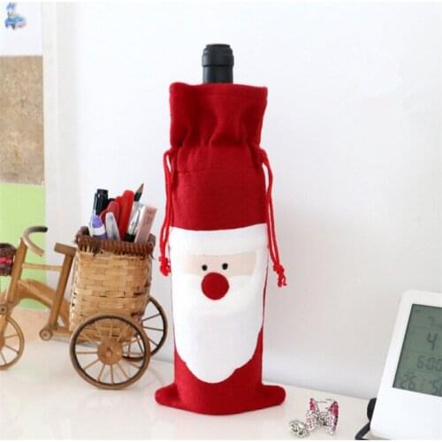 Red Wine Bottle Cover Bags Christmas Dinner Table Decoration Home Party Decors Santa Claus Christmas Supplier Free Shipping