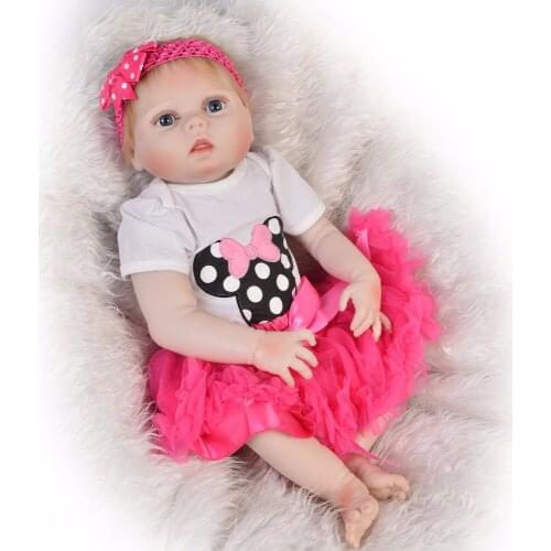 55cm reborn doll Full Body Vinyl Silicone Reborn Toddler with Princess dress beatiful Realistic lol doll bathe brinquedos gift
