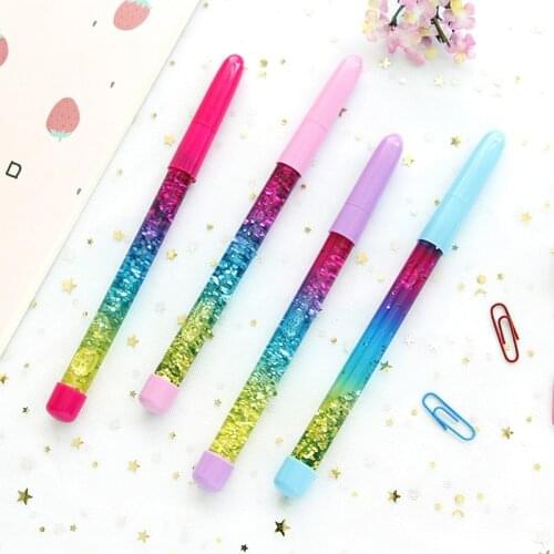 Cute 0.7mm Rainbow Color Fairy Stick Drift Sand Glitter Crystal Ball Point Pen