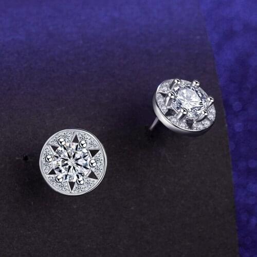 Cute Snowflake White Crystal Earrings Female Real 925 Sterling Silver Wedding Earrings For Women Small Double Stud Earrings Gift