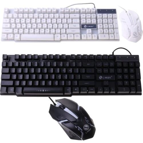 2021 New LED Light Gaming Mechanical Feel Keyboard and Wired Mouse Combo Set for Computer PC