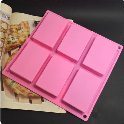 Wholesale 200pcs/sets 6 lattice rectangular pastry molds 100ml silicone cake bakeware mold soap moulds