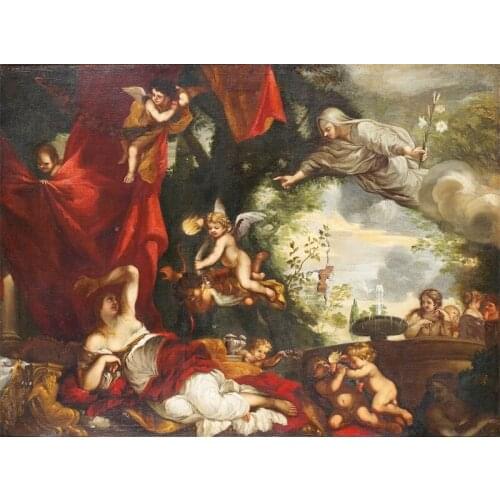 Wholesale Reproduction artwork classic Decorative painting happy time Gathering of angels , fine home decor art free shipping