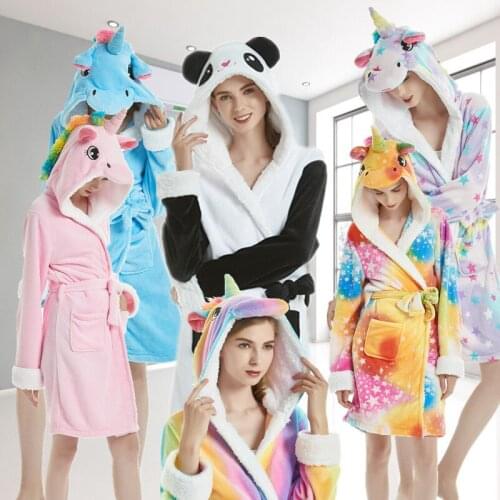 Unicorn Pajamas for women Winter Kigurumi Unisex Animal couple Nightgown man Costumes Adults Flannel Cartoon Sleepwear Homewear