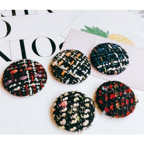 Stripe Wool Stuff Goods Hairpin Clip Accessories Cameo Button Supplies for Jewelry Making Earring Accessories Components 8pcs