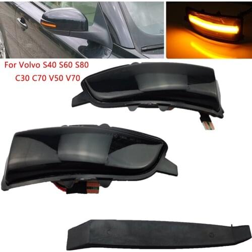 Pair For Volvo C30 C70 S40 S60 V40 V50 S80 V70 2008-2010 LED Dynamic Turn Signal Side Mirror Sequential Blinker Indicator Light