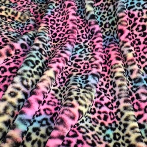 Rainbow Leopard Printed Plush Fabric Bundles 100% Polyester Craft Fabric Bundle Patchwork Quilting Fabric for DIY Sewing Crafts