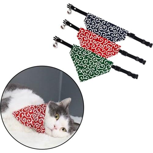 3pcs Adjustable Pet Neckerchief Dog Puppy Cat Bibs Scarf Collar Triangular Bandage Saliva Towel with Bells Pet Accessories