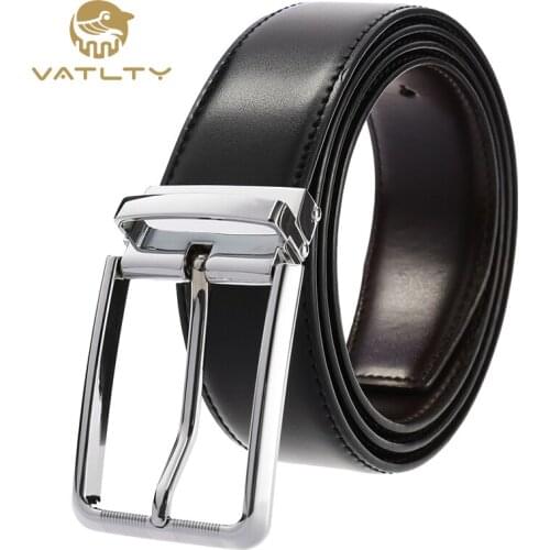 VATLTY 2020 Natural cowhide mens belt with hard metal buckle official genuine leather belts for men casual business belt B5204