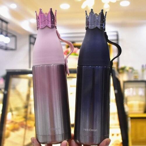 Northern Europe Luxury Thermos Hot Water Bottle Portable 304 Stainless Steel Crown Cover Vacuum Flask Coffee mug insulated Cup