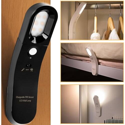 Intelligent Human Body Sensor Night Light USB Chargeable LED Wall Lamp Emergency Lighting Flashlight Rotatable LED Wall Light