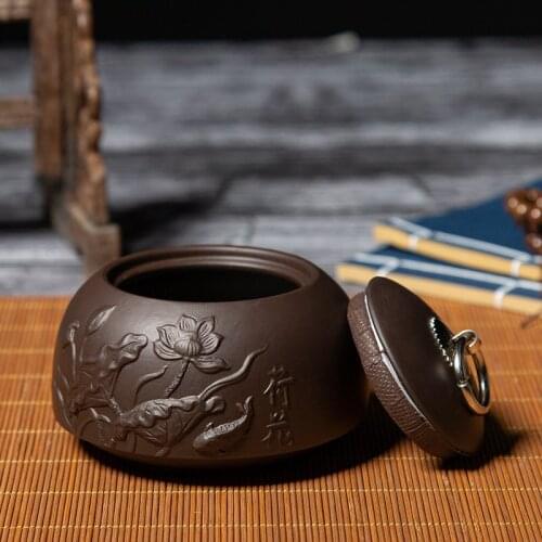 Green Tea Storage Box Sealed Purple Clay Boxes Tea Jars Caddy Jar For Coffee Storage Bottles With Lid Containers Organizer