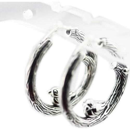 Spring Bird Hoop Earrings 925 Sterling Silver Jewelry For Woman Make up Fashion Female Earrings Party Jewelry