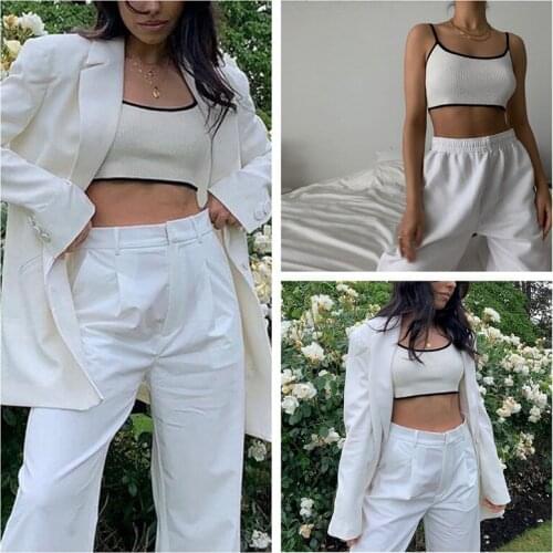 Women Color Blocking Ribbed Sling Vest, Sleeveless Low Neck Slim Short Tops Clothes for Summer