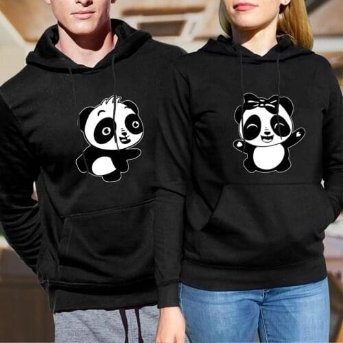 Women Men Lovers Sweatshirt Couple Hoodies Chritsmas Lovers Couples Lovely Panda Printed