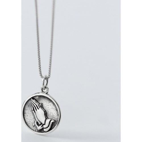 925 Sterling Silver Jesus Prayer Round Token Coin Pendant Necklaces for Women Lady Genuine Silver Jewelry Christmas Gifts