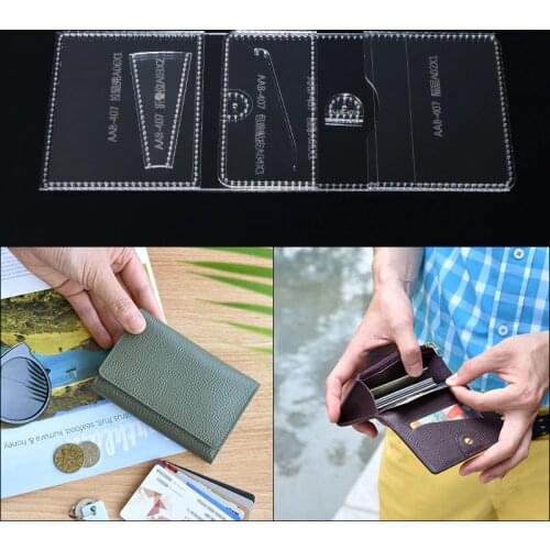 1 Set DIY Practical Acrylic Fold Wallet Template Transparent Templates Leather Craft Pattern Stencil
