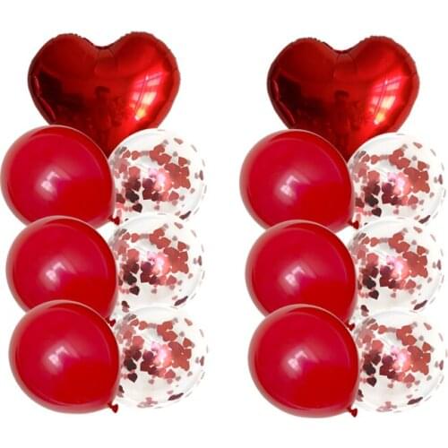 14Pcs/Lot Red Heart Confetti Balloons Kit 18inch Red Heart Latex Globos for Wedding Valentines Day Party Wedding Decorations