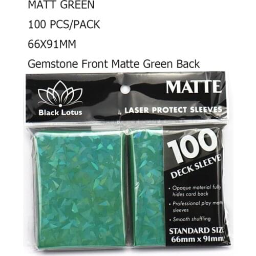 200PCS/LOT Card Protector Green Matte Broken Gemstone Glass Laser Card Sleeves 66x91mm Standard Card Sleeves For Pkm/MGT