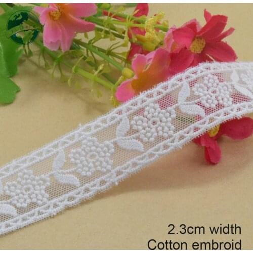 5yard 2.3cm wide polyester embroidery lace sewing ribbon guipure trim wedding decoration DIY dolls colthes Accessories lace#4019