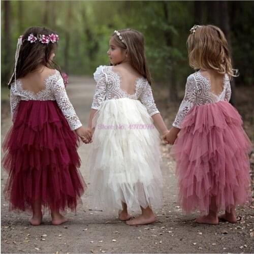 DHL 50pcs Little Girl Ceremonies Dress Kids Dresses for Girls Clothes Wedding Party Gown