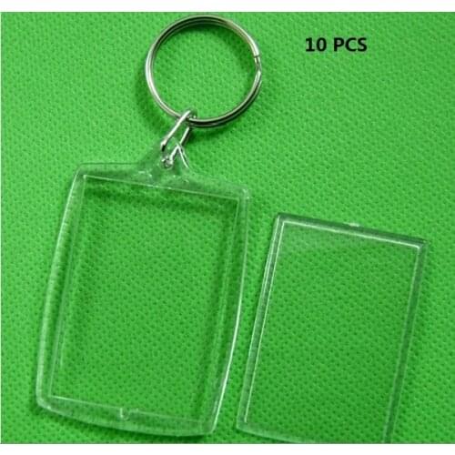 5Pcs Blank Photo Frame Key Ring Picture Transparent Split Ring keychain Gift