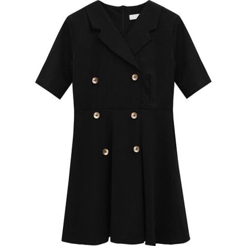 B2970 2020 new Summer women fashion temperamental slim short sleeve cool black dress cheap wholesale