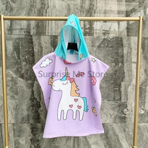 Unicorn Bathrobes for Children Boy Cartoon Bath Towel With Hood Kid Baby Terry Bath Robes Toddler Girls Bathing Wrap Child Cloak