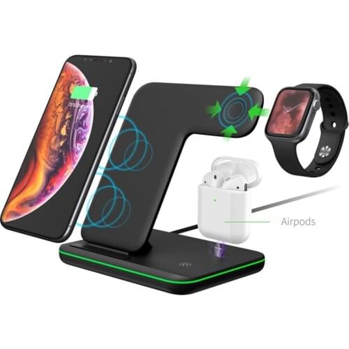 LANDIS 3 in 1 Wireless Charger For iPhone 11/Xs AirPods Apple Watch 23 Wireless Charging Stand for iWatch iPhone 11Pro/Xr/Xs Max