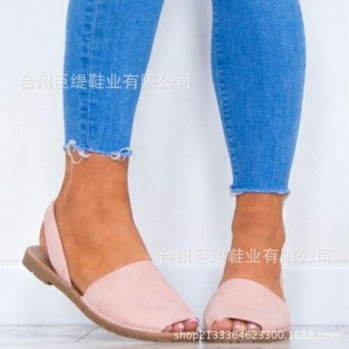 Summer Womens Sandals Flat Cloth Wedge Flock Fish mouth Sewing thread Ankle strap Woman shoes